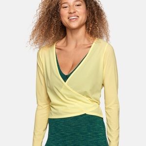 Outdoor Voices | TissueWeave wrap top in color Lemon Lime yellow sz L